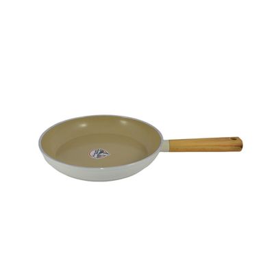 Swiss Crystal High Quality Ceramic Coating Non-Stick Frypan - 24cm - Natural Wood Handle - Beige