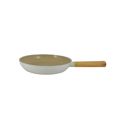 Swiss Crystal High Quality Ceramic Coating Non-Stick Frypan - 26cm - Natural Wood Handle - Beige