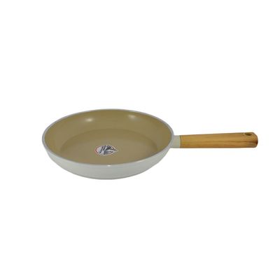 Swiss Crystal High Quality Ceramic Coating Non-Stick Frypan - 26cm - Natural Wood Handle - Beige