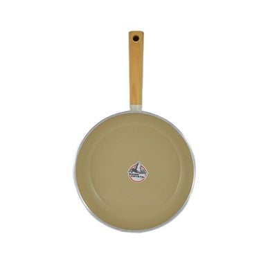 Swiss Crystal High Quality Ceramic Coating Non-Stick Frypan - 26cm - Natural Wood Handle - Beige