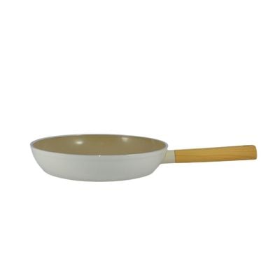 Swiss Crystal High Quality Ceramic Coating Non-Stick Frypan - 28cm - Natural Wood Handle - Beige