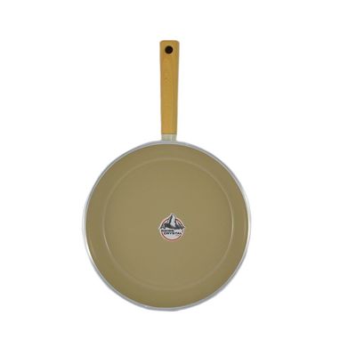 Swiss Crystal High Quality Ceramic Coating Non-Stick Frypan - 28cm - Natural Wood Handle - Beige