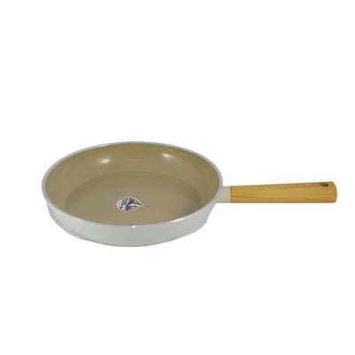 Swiss Crystal High Quality Ceramic Coating Non-Stick Frypan - 28cm - Natural Wood Handle - Beige