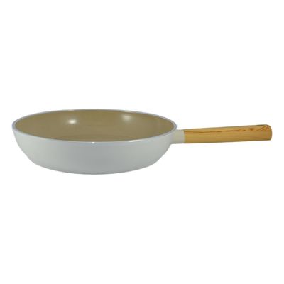 Swiss Crystal High Quality Ceramic Coating Non-Stick Frypan - 30cm - Natural Wood Handle - Beige