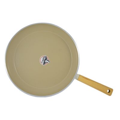 Swiss Crystal High Quality Ceramic Coating Non-Stick Frypan - 32cm - Natural Wood Handle - Beige