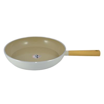 Swiss Crystal High Quality Ceramic Coating Non-Stick Frypan - 32cm - Natural Wood Handle - Beige