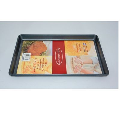 Non-stick Medium Baking Pan, Flat Bottom, 38.1cm x 25.3cm x 2.6cm, Black