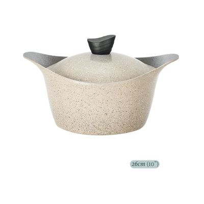 Lahoya Natural Granite Coating Non-Stick Stock Pot - 26cm - PFOA/PFOS Free - Beige