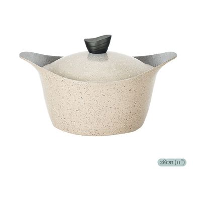 Lahoya Natural Granite Coating Non-Stick Stock Pot - 28cm - PFOA/PFOS Free - Beige