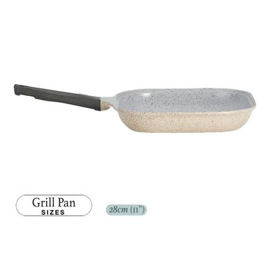 Lahoya Natural Granite Coating Non-Stick Square Grill Pan - 28cm - PFOA/PFOS Free - Beige