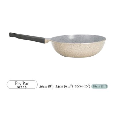 Lahoya Natural Granite Coating Non-Stick Wok Pan - 28cm - PFOA/PFOS Free - Beige