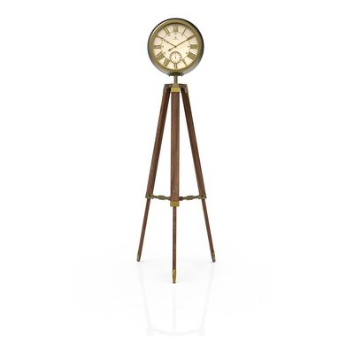 Metal and Wooden 6680A/ Stand Tripod Floor Clock/ Adjustable /Vintage Brass/ Antique Look Wooden Grandfather(135cm to 180cm)