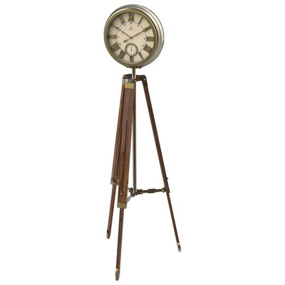 Metal and Wooden 6680A/ Stand Tripod Floor Clock/ Adjustable /Vintage Brass/ Antique Look Wooden Grandfather(135cm to 180cm)