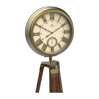 Metal and Wooden 6680A/ Stand Tripod Floor Clock/ Adjustable /Vintage Brass/ Antique Look Wooden Grandfather(135cm to 180cm)