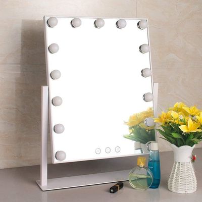 Hollywood Vanity Mirror with Dimmable LED Bulbs Touch Control Freestanding Makeup Mirror with Sleek Frame Design for Dressing Table Professional Lighted Mirror for Makeup Bedroom -15 Bulbs