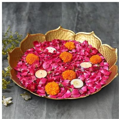 Acewood Urli Bowl Diwali Tealight Holder Bowl Diwali Decorations, Diwali decor, Diwali Gifts, Christmas Candle Holder in Gold Tone (Pack of 1 pc). 