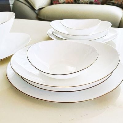 Melrich 10 Pcs Opalware Dinner Set 3 Dinner Plate, 3 Dessert Plate, 2 Bowl, 1 Serving Bowl, 1 Serving Plate Dishwasher Microwave Safe Heat Scratch Resistance