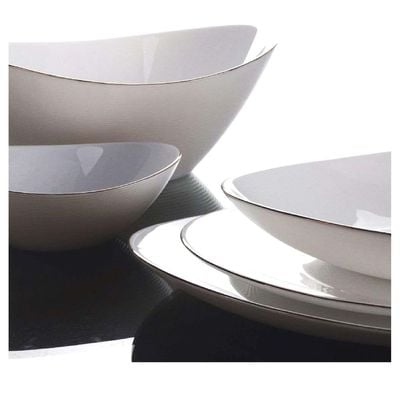 Melrich 10 Pcs Opalware Dinner Set 3 Dinner Plate, 3 Dessert Plate, 2 Bowl, 1 Serving Bowl, 1 Serving Plate Dishwasher Microwave Safe Heat Scratch Resistance