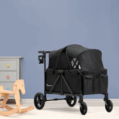 TEKNUM Fellow Wagon Stroller for 2 kids with Snack Tray - Black