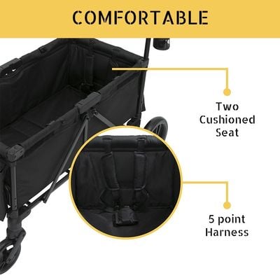 TEKNUM Fellow Wagon Stroller for 2 kids with Snack Tray - Black