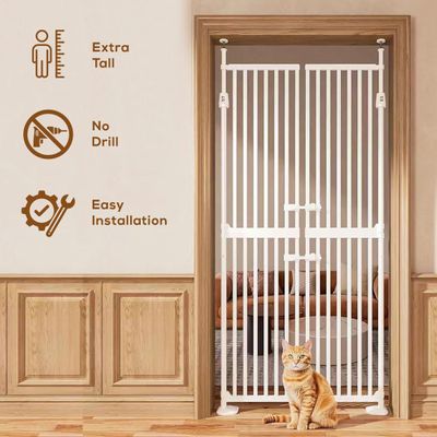 Baby Safe Extra Tall Dual Door Metal Safety Gate with 40cm Extension - White