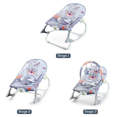 TEKNUM 3 In 1 Rocker / Baby Seat / Recliner with Soothing Music - Party Grey 