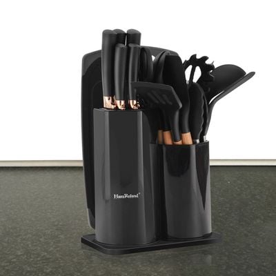 19 Pieces Kitchen Knife & Utensils Set Black