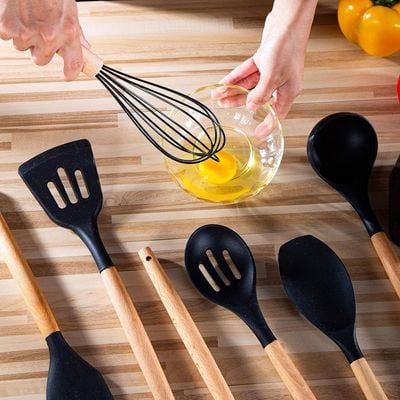 19 Pieces Kitchen Knife & Utensils Set Black