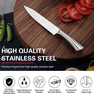 9 Pieces Kitchen Knife Set with Spinning Block