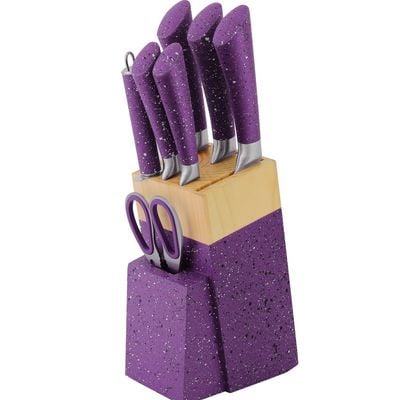 8 Pieces Kitchen Knife Set with Stand Purple