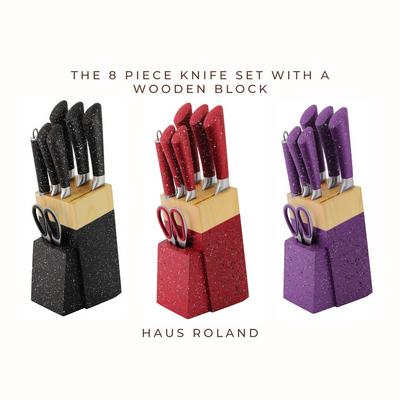 8 Pieces Kitchen Knife Set with Stand Purple