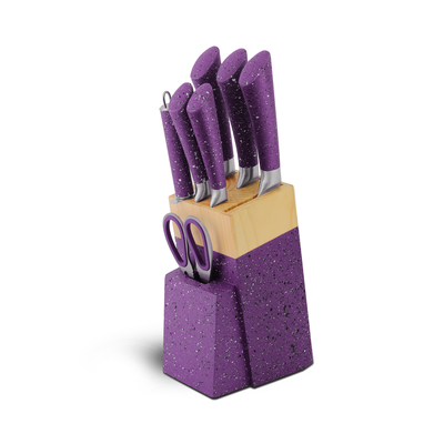 8 Pieces Kitchen Knife Set with Stand Purple