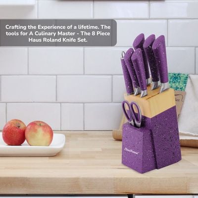 8 Pieces Kitchen Knife Set with Stand Purple