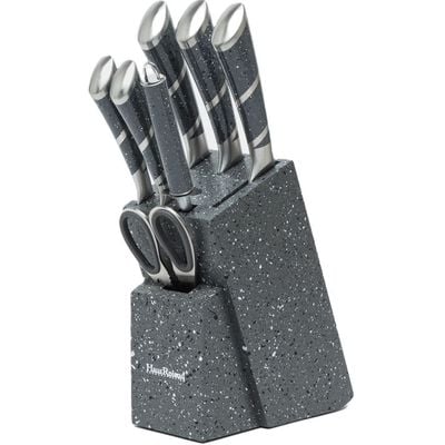 8 Pieces Kitchen Knife Set with Stand Grey