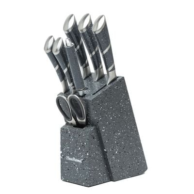 8 Pieces Kitchen Knife Set with Stand Grey