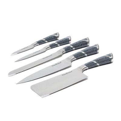 8 Pieces Kitchen Knife Set with Stand Grey