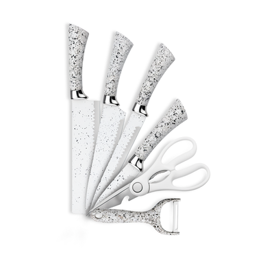 6 Pieces Kitchen Knife Set with Dotted Design White