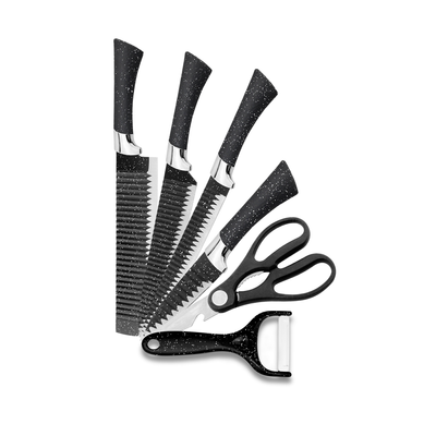 6 Pieces Kitchen Knife Set Dotted Black