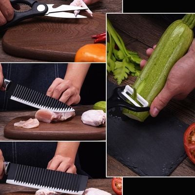 6 Pieces Kitchen Knife Set with Leather Handles