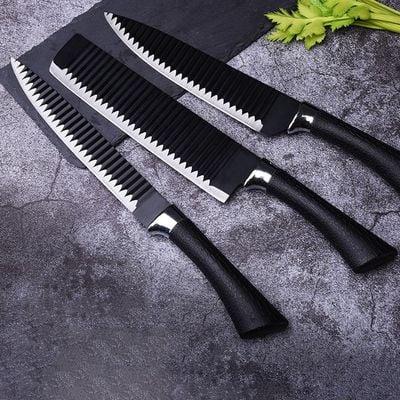 6 Pieces Kitchen Knife Set with Leather Handles