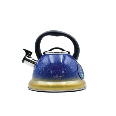 Whistling Kettle with Golden Stripe, Blue - 3.5 Liters