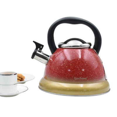 Whistling Kettle with Golden Stripe, Red - 3.5 Liters