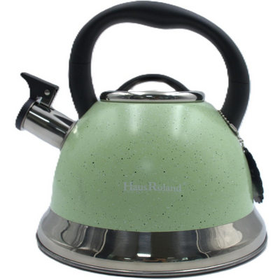 Dotted Whistling Kettle with Silver Gradient Green -  3.5 Liters