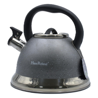 Dotted Whistling Kettle with Silver Gradient Grey-  3.5 Liters