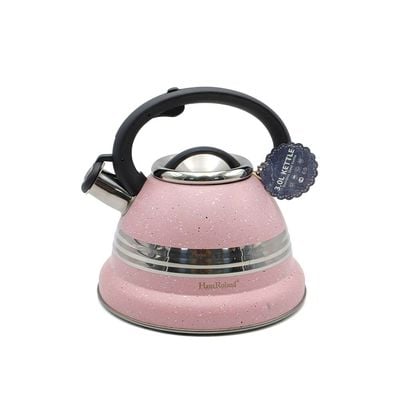 Dotted Whistling Kettle wi - 3 Litersth Silver Middle Stripe Pink