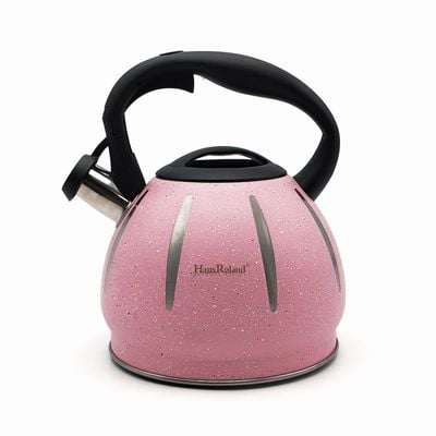 Dotted Whistling Kettle with Silver Stripes Pink - 3 Liters