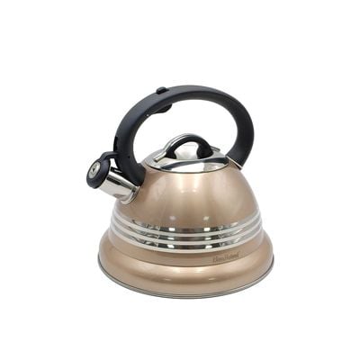 Whistling kettle Glossy Silver Stripes Brown - 3 Liters