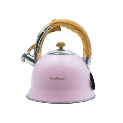 Whistling Tea Kettle with Wooden Handles Pink - 3 Liters