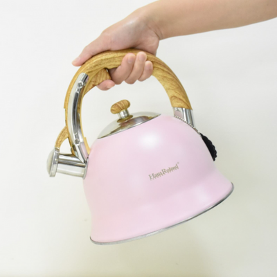 Whistling Tea Kettle with Wooden Handles Pink - 3 Liters