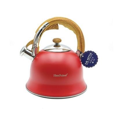 Whistling Tea Kettle with Wooden Handles Red - 3 Liters